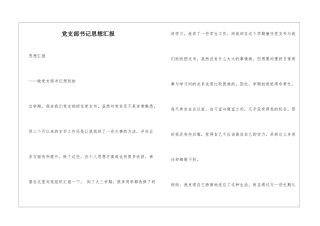 党支部书记思想汇报