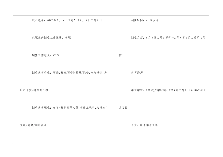 入职个人简历模板_第2页