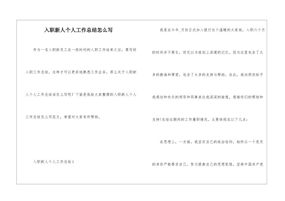 入职新人个人工作总结怎么写_第1页