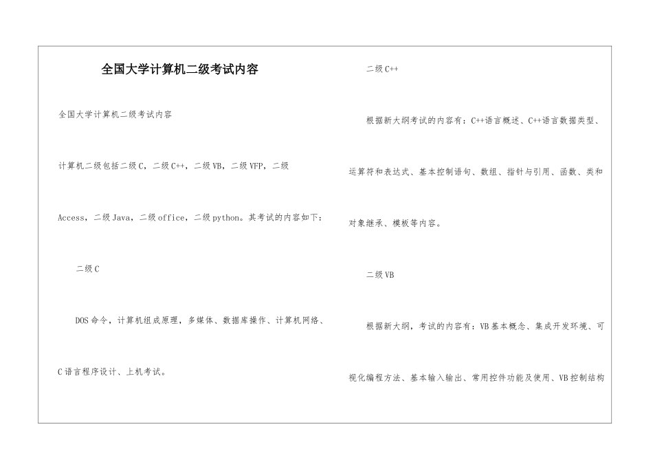 全国大学计算机二级考试内容_第1页
