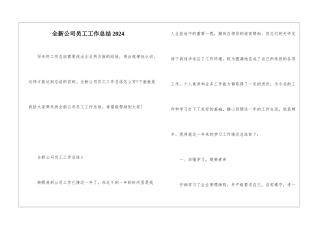 全新公司员工工作总结2024