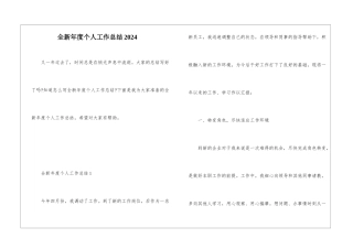 全新年度个人工作总结2024