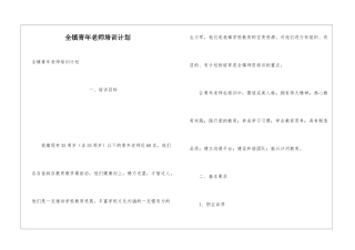全镇青年教师培训计划