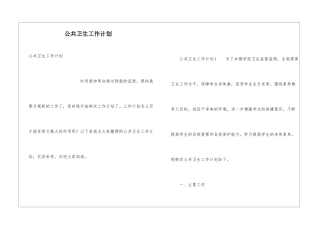 公共卫生工作计划