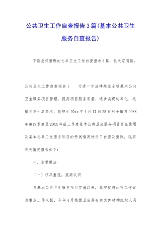 公共卫生工作自查报告3篇
