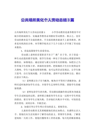 公共场所美化个人劳动总结3篇