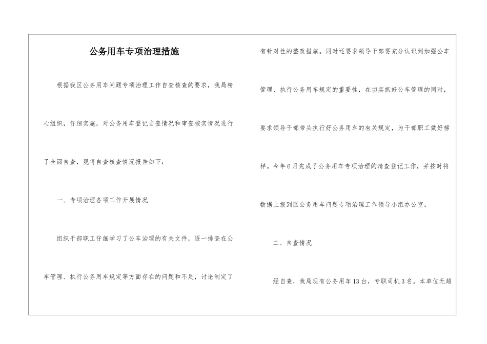 公务用车专项治理措施_第1页