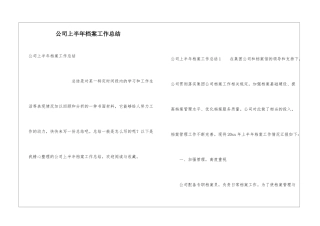 公司上半年档案工作总结