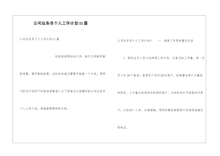 公司业务员个人工作计划11篇
