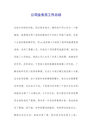公司业务员工作总结-