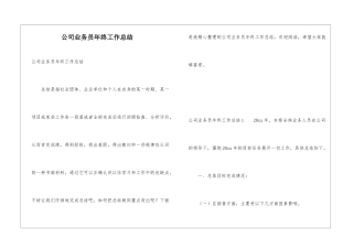 公司业务员年终工作总结