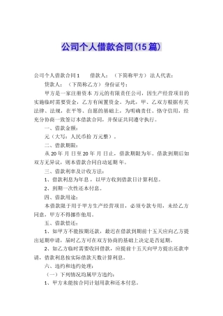 公司个人借款合同
