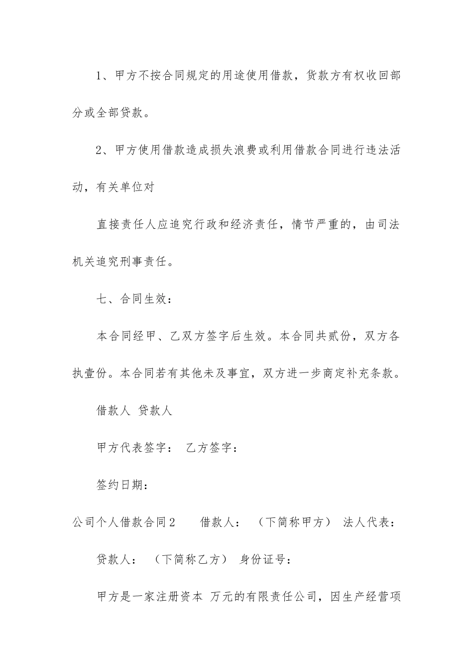 公司个人借款合同12篇-个人和公司的借款合同_第3页