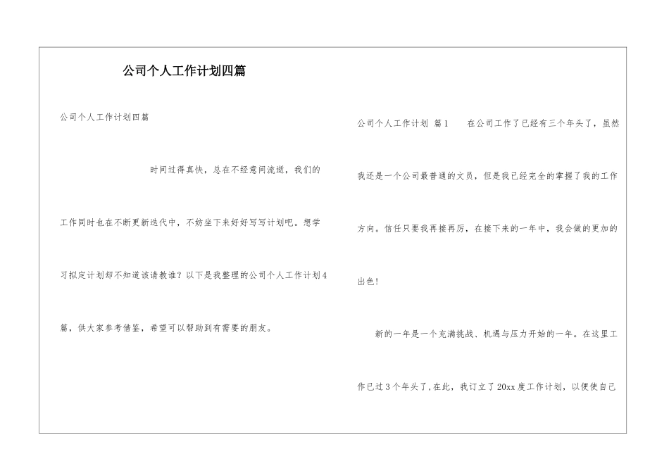 公司个人工作计划四篇_第1页