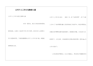 公司个人工作计划集锦七篇