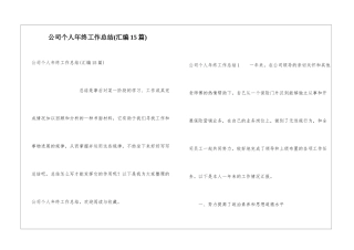 公司个人年终工作总结(汇编15篇)