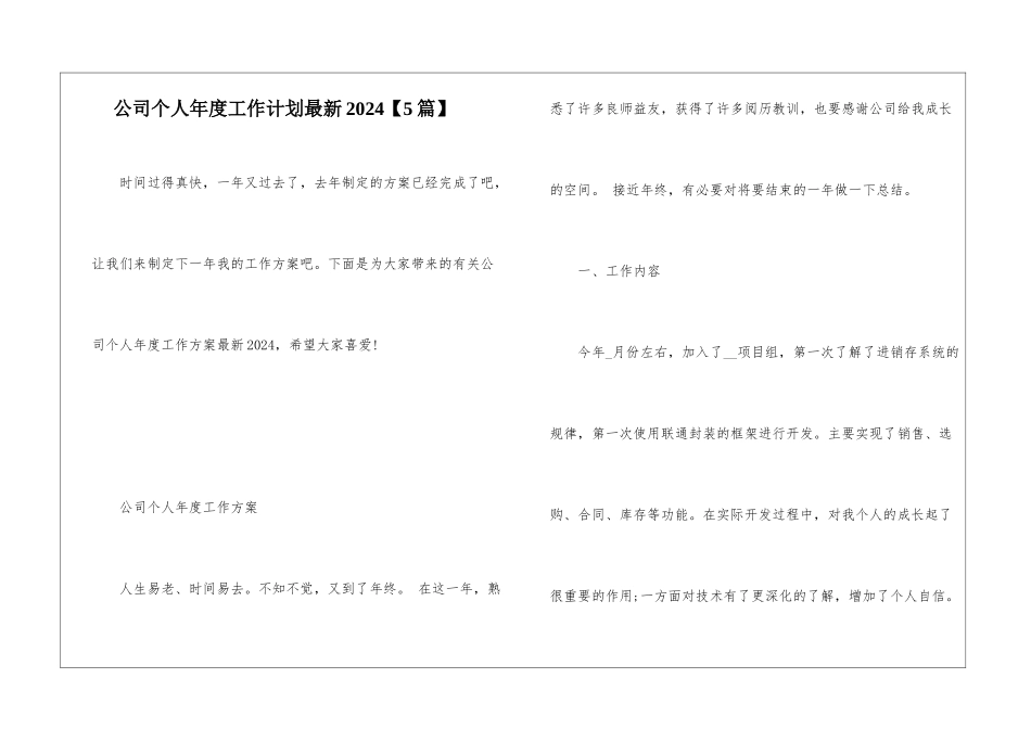公司个人年度工作计划最新2024_第1页