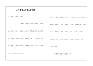 公司主管上半年工作总结