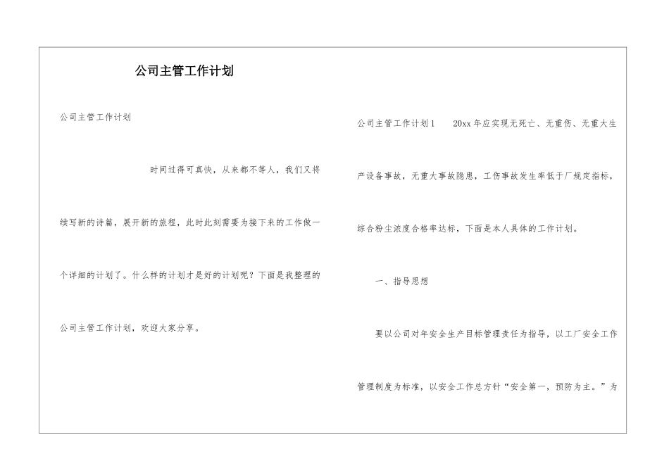 公司主管工作计划_第1页