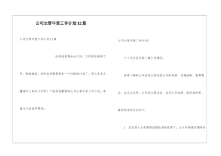 公司主管年度工作计划12篇