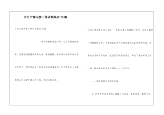 公司主管年度工作计划集合13篇