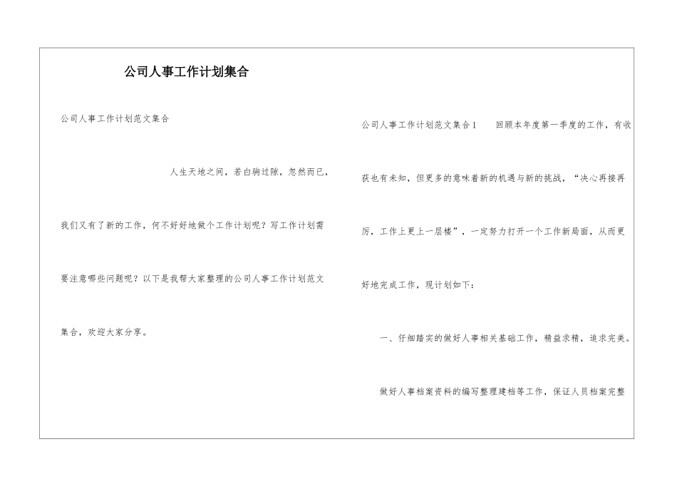 公司人事工作计划集合_第1页