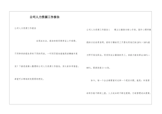 公司人力资源工作报告