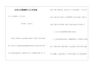 公司人力资源部个人工作总结