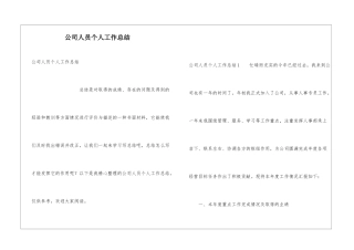 公司人员个人工作总结