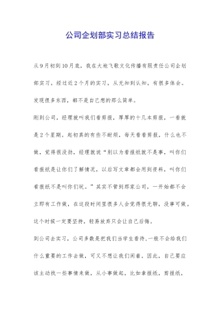 公司企划部实习总结报告-