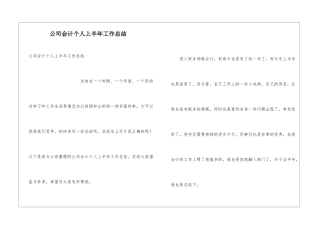 公司会计个人上半年工作总结