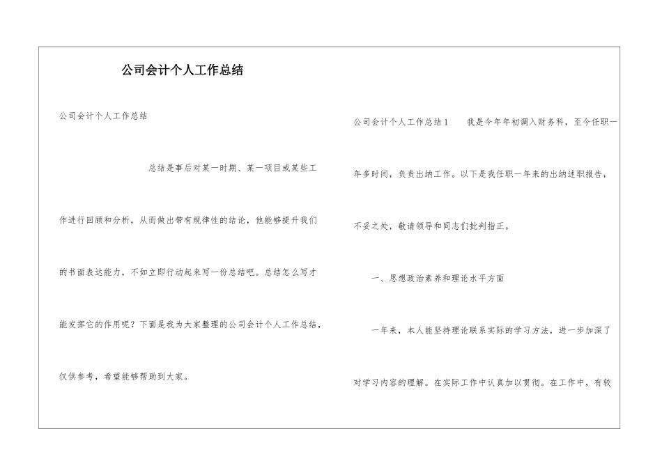 公司会计个人工作总结_第1页