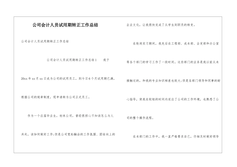 公司会计人员试用期转正工作总结_第1页