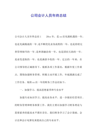 公司会计人员年终总结