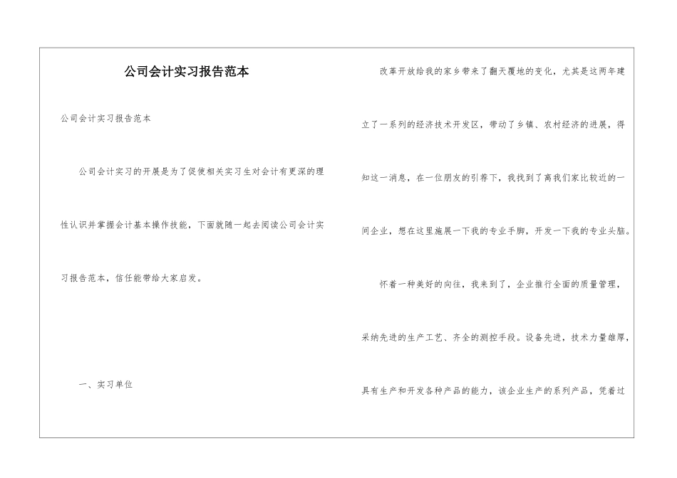 公司会计实习报告范本_第1页