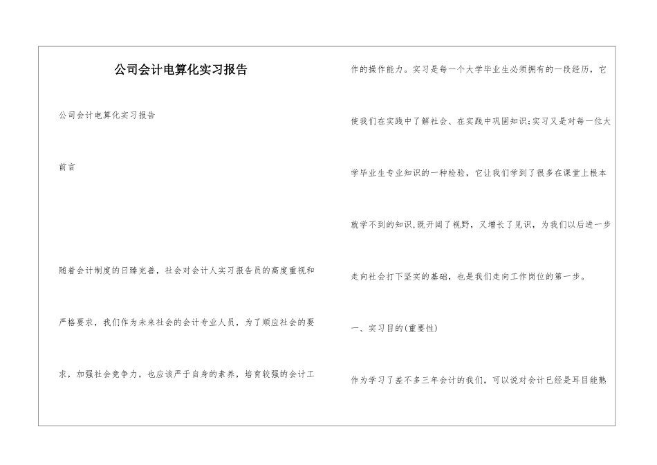 公司会计电算化实习报告_第1页