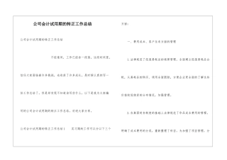 公司会计试用期的转正工作总结