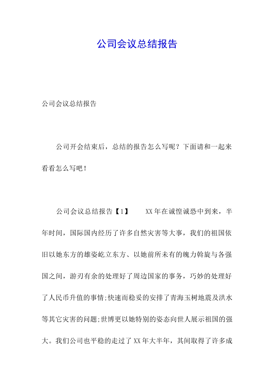 公司会议总结报告_第1页