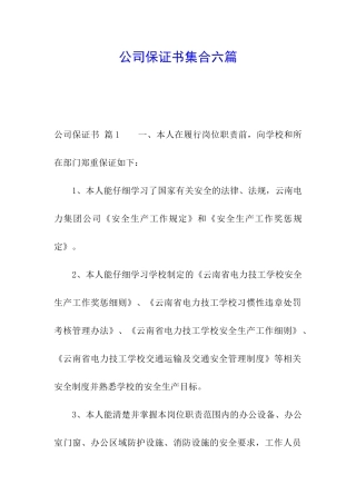 公司保证书集合六篇