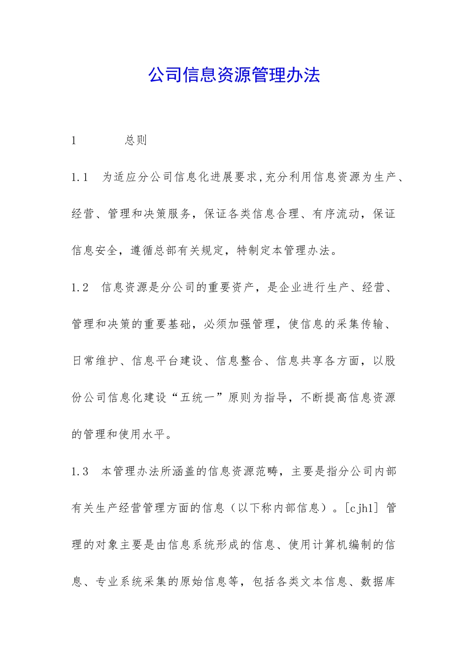公司信息资源管理办法-_第1页