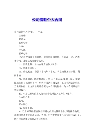 公司借款个人合同