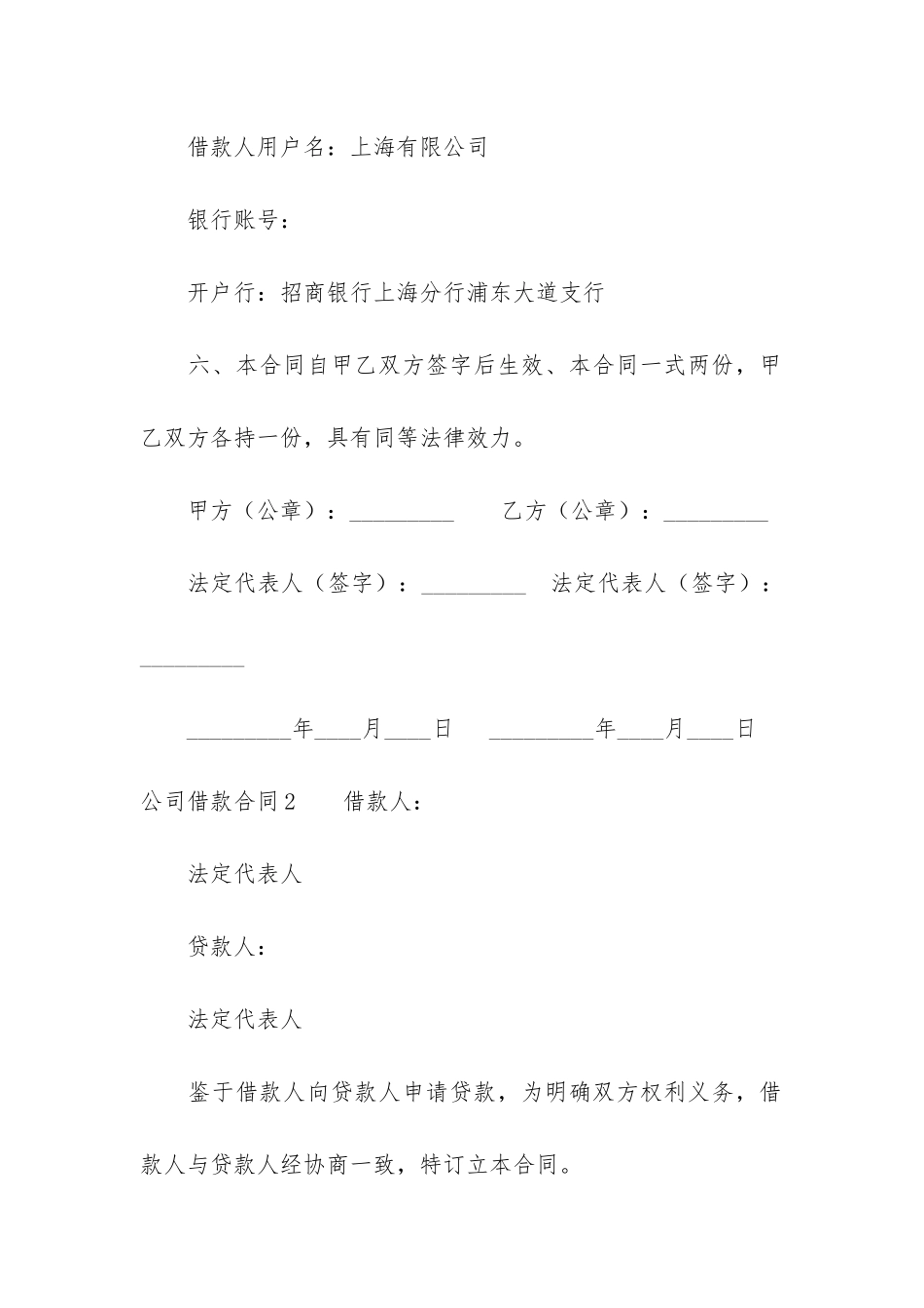 公司借款合同12篇-个人公司借款合同_第2页