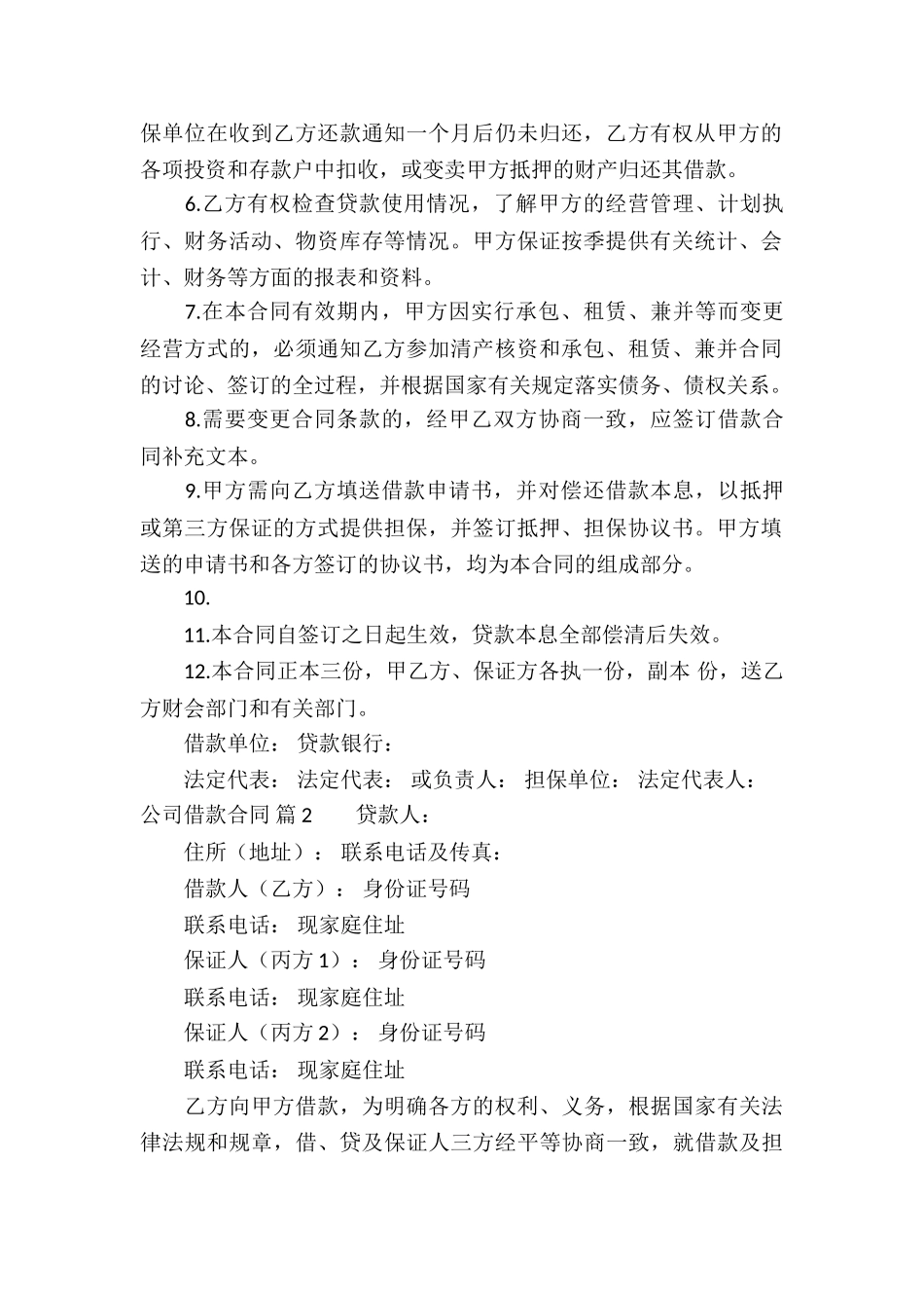 公司借款合同合集10篇_第2页