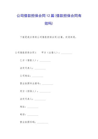公司借款担保合同12篇