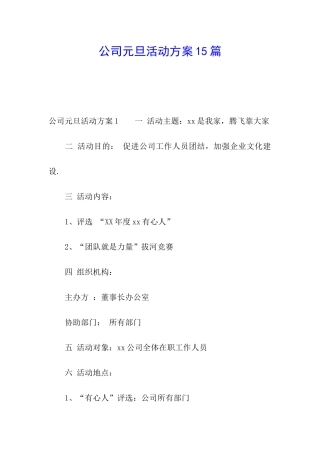 公司元旦活动方案15篇