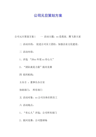 公司元旦策划方案