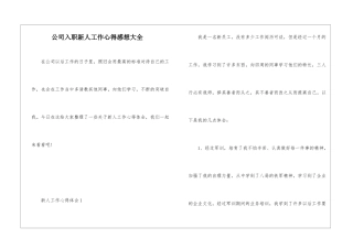 公司入职新人工作心得感想大全