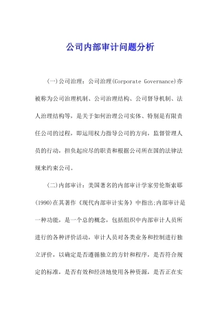 公司内部审计问题分析