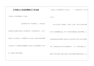 公司前台人员试用期转正工作总结