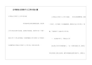 公司前台文员的个人工作计划5篇
